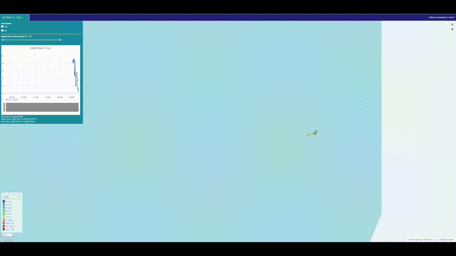 A glimpse into Skylight’s latest annotation tool in action. Tailored to revolutionize our utilization of Automatic Identification System (AIS) data, this platform aids AI in comprehending the intricacies of vessel behavior.